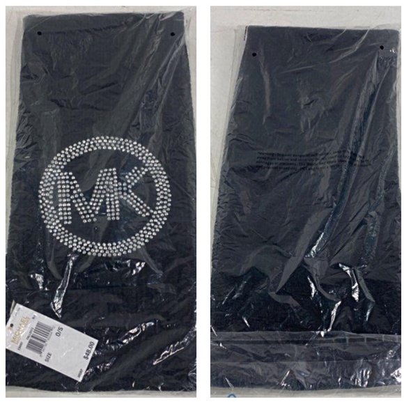 NIP / NWT Michael Kors MK Logo Silver Studded Black Muffler Scarf 536097 - Picture 5 of 11